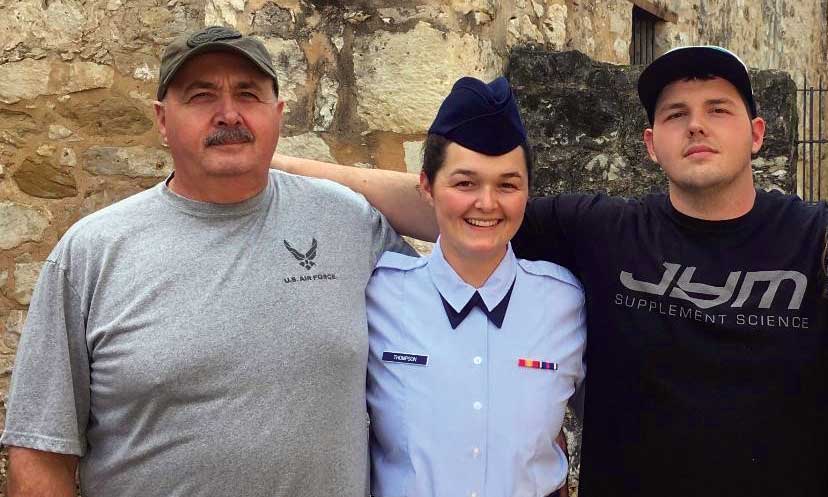 Tim Thompson with his senior airman daughter Carley, and Kyle.