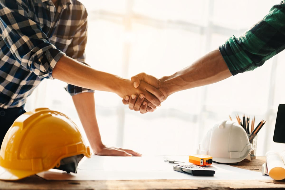 construction team shake hands