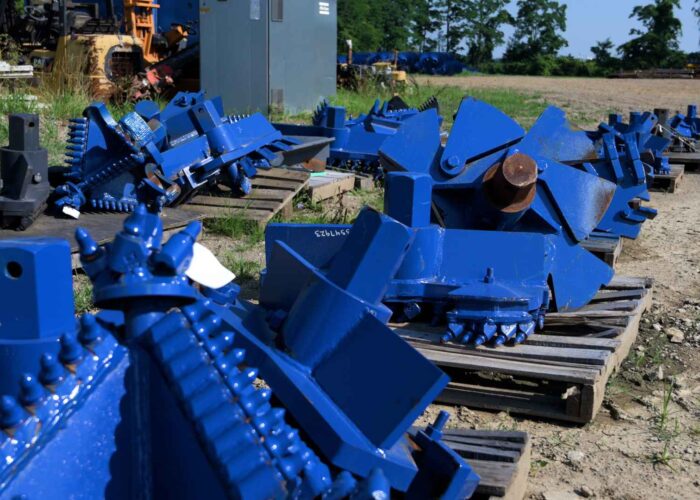 Auger boring cutterheads at the Michael Byrne Mfg. facility.