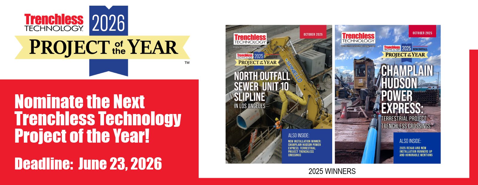 Trenchless Technology Project of the YEar 2026 Callout