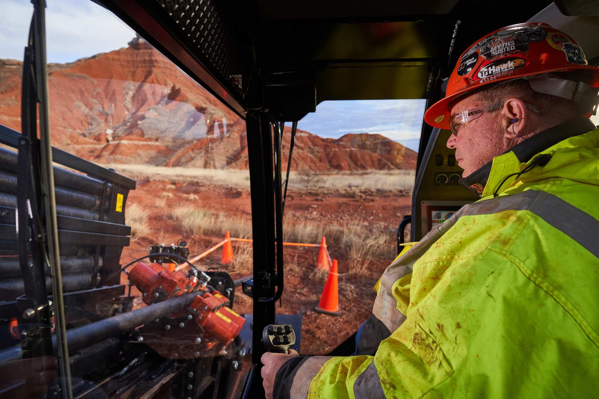 Ditch Witch HDD rig from the cab.